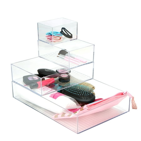 Mind Reader Acrylic 4 Piece Multi Size Office Supply Accessory