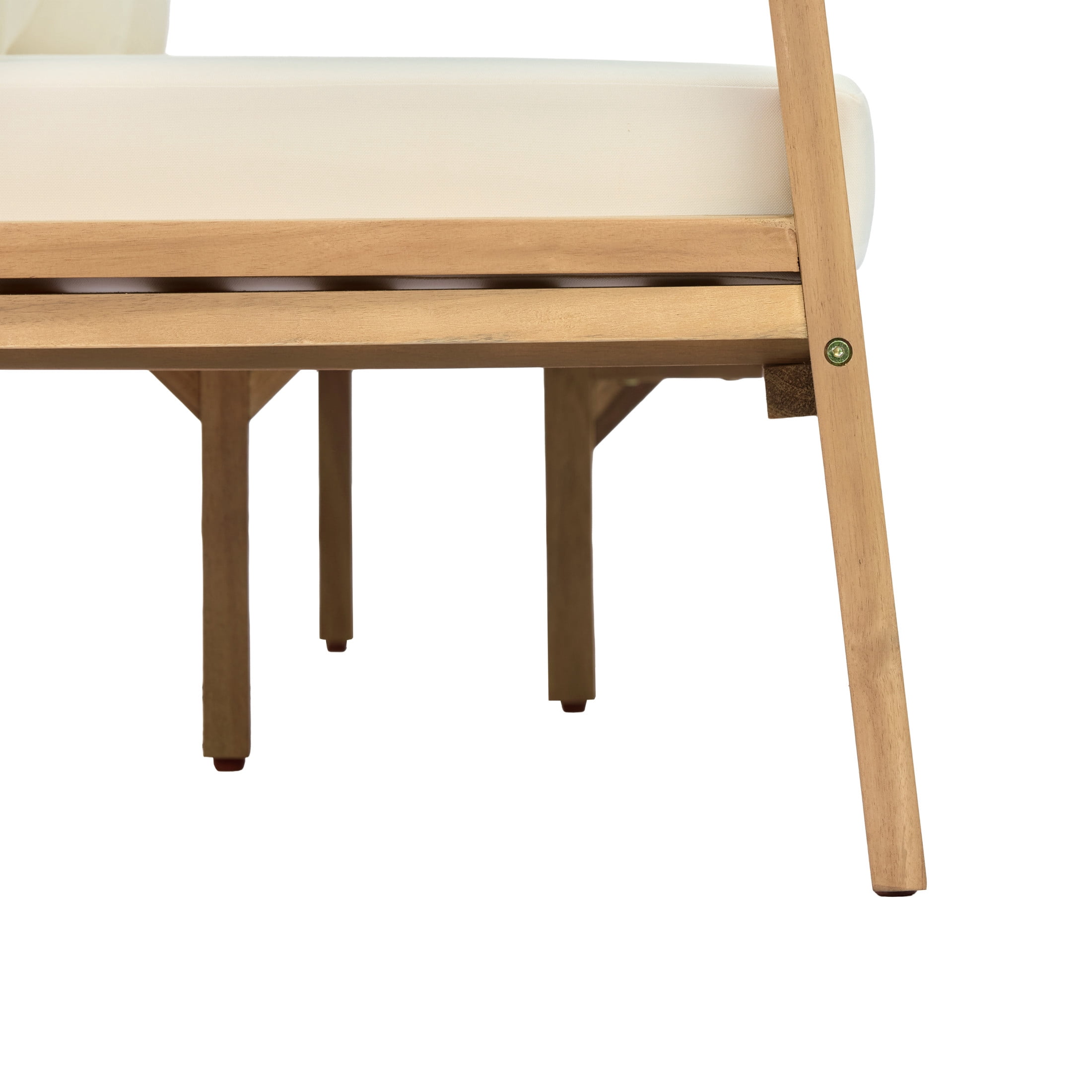 Christopher Knight Home 76" Outdoor Acacia Wood 3-Seater Sofa with Curved Backrest, Light Teak+Beige