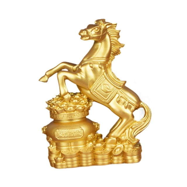 Figura de caballo de resina, estatua Feng Shui, obra de arte moderna, centro de mesa, escultura Oro