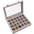 thumbnail image 2 of 24 Section Velvet Jewelry Box for Earrings - Gray - Transparent Jewelry Storage Box, 2 of 5