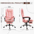 thumbnail image 4 of Silla Ergonomica Oficina Con Masajeador De Espalda Reposapié Color Rosa Material Del Tapizado Cuero Sintético, 4 of 5