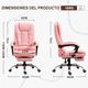 thumbnail image 4 of Silla Ergonomica Oficina Con Masajeador De Espalda Reposapié Color Rosa Material Del Tapizado Cuero Sintético, 4 of 5