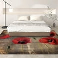 thumbnail image 4 of Area Rugs 3x5 ft Retro Red Poppy Flower Stain Resistant Washable Rug, Machine Washable Rug with Non-Slip, Area Rug for Living Room Bedroom Dining Home Office, Brown 5, 4 of 7