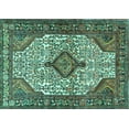 thumbnail image 1 of Ahgly Company Machine Washable Indoor Rectangle Medallion Turquoise Blue Traditional Area Rugs, 5' x 7', 1 of 4