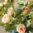 thumbnail image 3 of Artificial Flower Silk Rose Flower Bloom and Bud Stem in Pink 39" Tall, 3 of 5