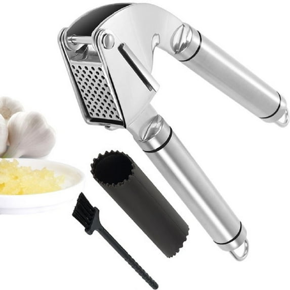 Stainless Steel Garlic Press,Grillers Garlic Press and Peeler Set and Silicone Tube Roller