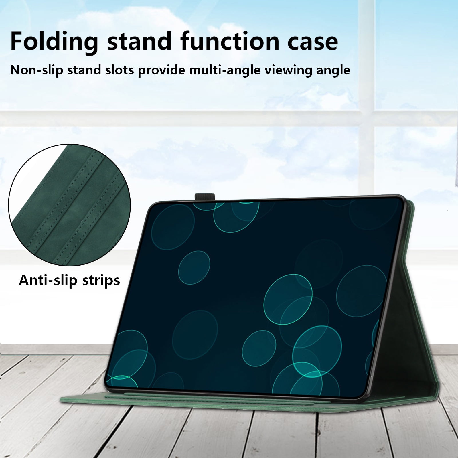 Allytechgroup for iPad (A16) 11th Generation 11 inch Case 2025 with Stand/Pencil Holder/Card Pockets/Magnetic Closure Smart Embossed Palm Tree PU Leather Folio Wallet Cover, [Auto Wake/Sleep], Green
