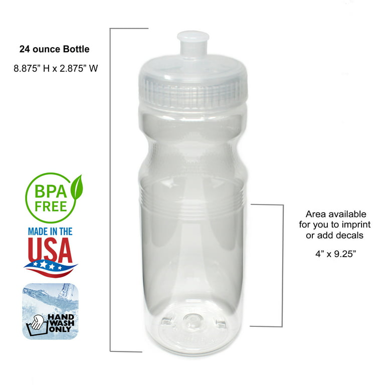 Water Bottles with Flip-Top Lids, 24 oz.Translucent Plastic Water