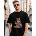 thumbnail image 1 of Camisetas de manga corta con diseño de gato y teléfono móvil para hombre, camisetas de cuello redondo, 1 of 8