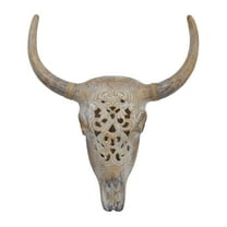 DecMode Brown Polyresin Skull Bull Wall Decor