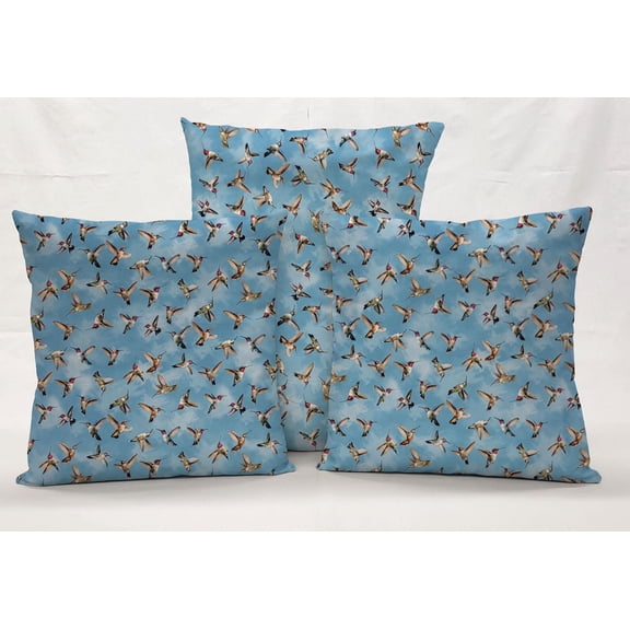 Hummingbirds Pillowcase / Pillow Cover by Penny's Needful Things (12 x 12) (Blue)