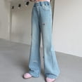 thumbnail image 6 of XEGLSBU Jeans for Girls 12-14 Denim Girls Denim Bottom Pants with Handmade Bow Applique and Rhinestone Embellishment Casual Wear Blue Size 13-14 Years, 6 of 7