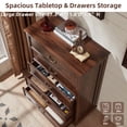 thumbnail image 3 of Joaxswe 5 Drawers Dresser, Wood Rustic Chest of Drawers for Bedroom, Tall Dressers Organizer with Metal Handles for Living Room, Entryway, Brown, 3 of 10