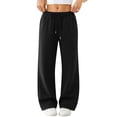 thumbnail image 2 of Sweatpants Womens 2026 Fall Baggy Wide Leg Sweatpant Fleece Lined Straight Leg Sweat Pants 28" 29" Inseam Black XL, 2 of 6