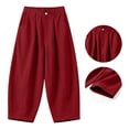 thumbnail image 6 of Xdegoge Womens Wide Leg Lounge Pants Casual Loose Fit Pleated Trousers with Pockets High Waisted Elastic Flowy Beach Yoga Pants for Summer Vacation, 6 of 7