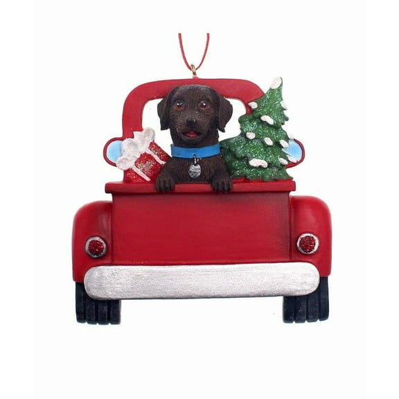 Kurt Adler 5.5-Inch Brown Labrador in Back of Truck Christmas Ornament