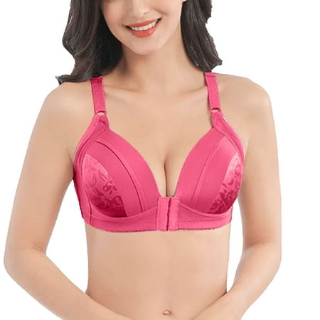 

JINMGG 2023 Bras for Women Plus Size Women s Lace Comfortable Breathable Anti-exhaust Printing Non-Wired Bra Hot Pink XL