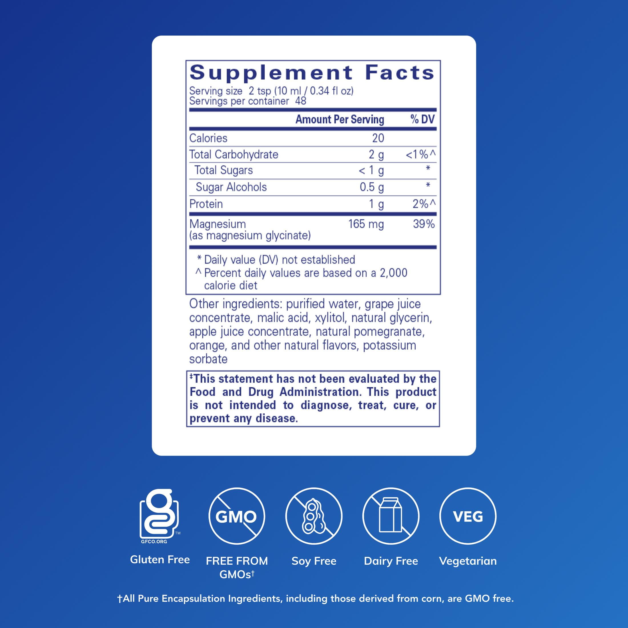 Pure Encapsulations Magnesium Glycinate Liquid - Supports Bone Health & Heart Health* - Vegan, Gluten Free & Non-GMO - 16.2 fl oz