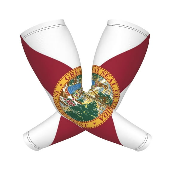 Cooling Compression Arm Sleeves Florida Flag Sun Protection Sport Arm Sleeves For Men Women Baseball Basketball Running