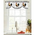 thumbnail image 3 of Farm Rooster Black And White Plaid Short Window Curtain Adjustable Tie Up Valance for Living Room Kitchen Window Drapes, 3 of 6