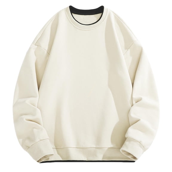 cocolona Mens Sweatshirts Crewneck Long Sleeve Oversized Shirts Fall Fashion Solid Color Pullover Tops