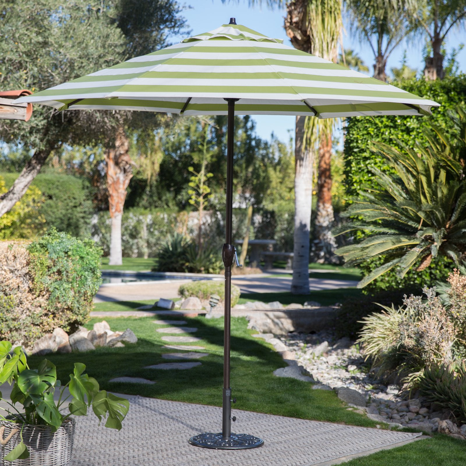 Coral Coast 9-ft. Olefin Fashion Patio Umbrella with Crank and Tilt by California Umbrella Inc