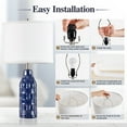 thumbnail image 5 of NATYSWAN 24.8" Ceramic Table Lamps Set of 2 for Nightstand - 3 Color Temperature&Bulbs Included, Bedside Lamps for Living Room Bedroom Home Office Table Decor, Navy Blue, 5 of 9