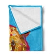 thumbnail image 2 of Bear Soft Flannel Fleece Throw Blanket, Geometrical Head with Triangular Fractal Pattern with Poly Effect, Cozy Plush for Indoor and Outdoor Use, 50" x 70", Fuchsia Blue Pale Brown, by Ambesonne, 2 of 5