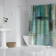 thumbnail image 3 of Ensemble de Rideau de Douche avec Doublure à Boutons-Pression, Galerie d'Art Bleu Marine Vert (5) Rideaux de Douche Doublure de Douche Réutilisable, Doublure de Douche en Polyester Décorative, 72x72 Pouces, 3 of 4