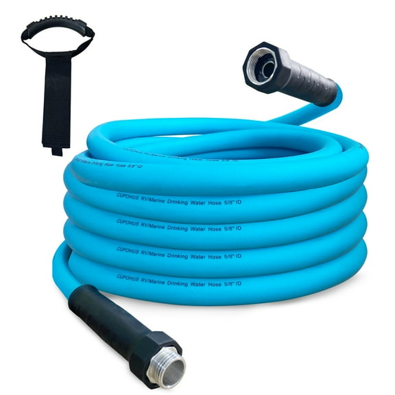 RV Drinking Water Hose 25FT with Storage Strap, No Kinking 5/8''ID Premium Fresh Water Hose for RV, Marine, Camper, Truck, Car, Garden