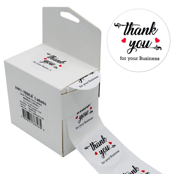 Infi-Touch 1.5" White Round Natural kraft paper adhesive Stickers - 500 Ct. in Box