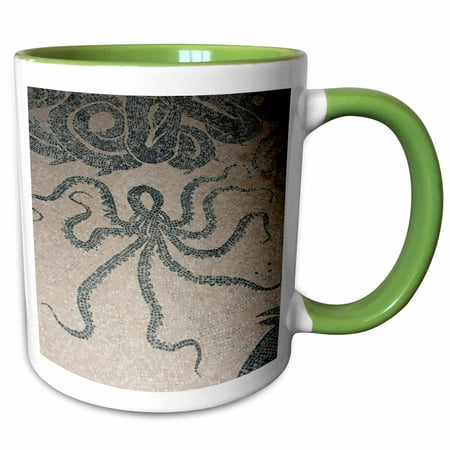 Two Tone Bath Light (3dRose Italy, Herculaneum. Womens bath house, detail of mosaic floor. UNESCO. - Two Tone Green Mug,)