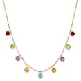 thumbnail image 1 of 14k Yellow Gold Multi Color Gemstone Necklace 16 2 Inch Pendant Charm, 1 of 6