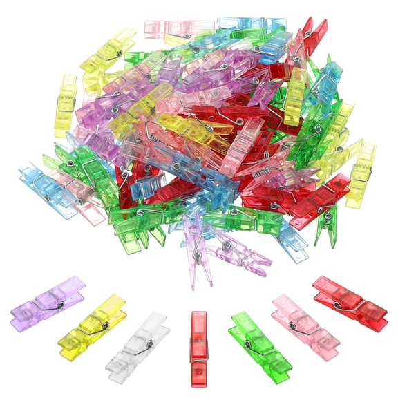 Uxcell 1.4" Colored Clothes Pins, 100Pcs Mini Colorful Plastic Clothes Clips Strong Grip Photo Clips for Pictures Hanging Clothes Decorative Crafts, Multicolor