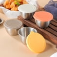 thumbnail image 4 of WUXIAB 4Pc Sauce Containers,Yellow 2.7 Oz Colorful Lid Stainless Condiment Cup Reusable Meal Prep Container,Reusable Stainless Steel Salad Dressing Cups With Silicone Lids For Travel Meal Prep, 4 of 4