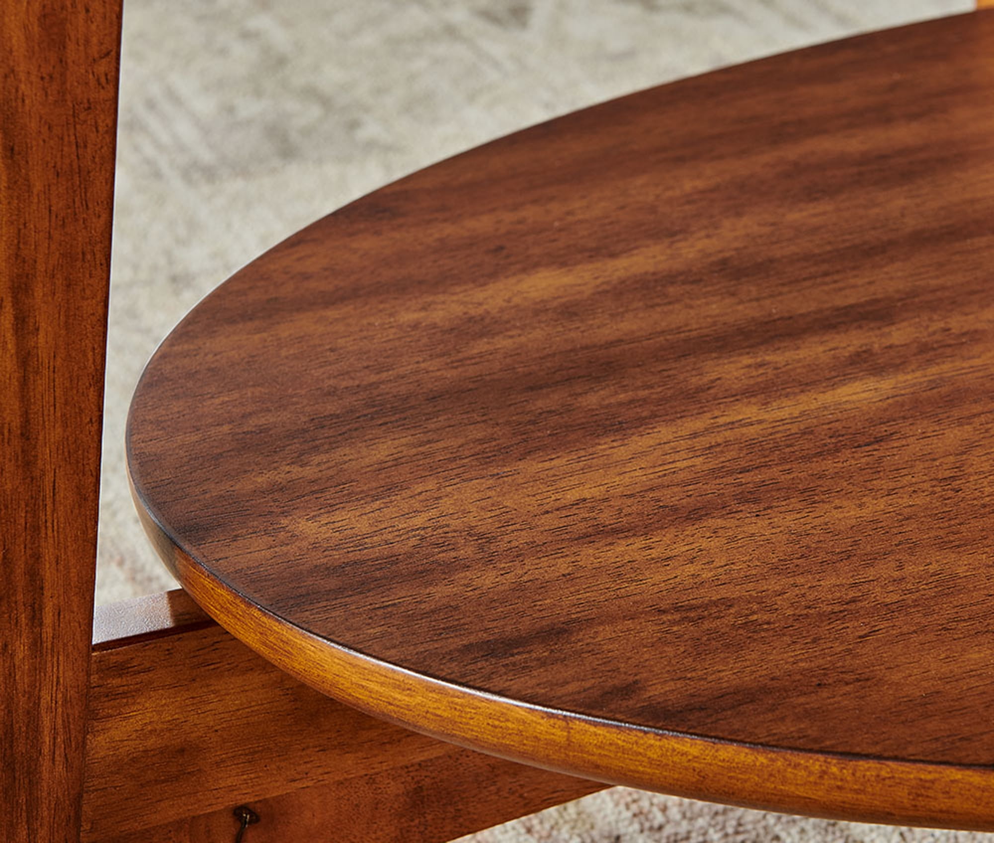 Monterey 20 in. Round Mid-Century Modern Wood End Table with Floating Shelf, Accent Furniture, Warm Chestnut Finish for Living Room