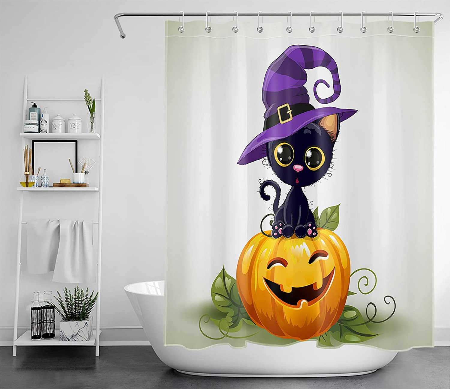 JOOCAR Halloween Pumpkin Shower Curtain Decor, Fall Pumpkin Catoon
