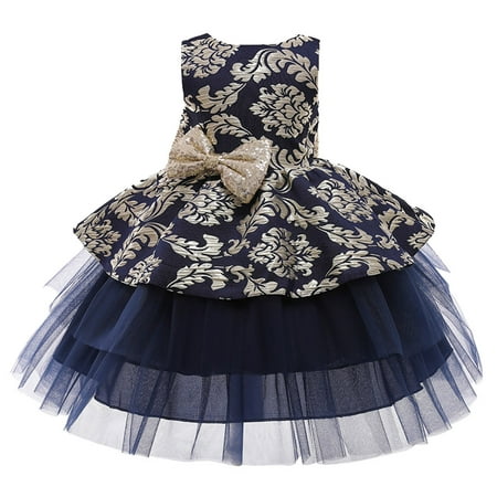 

JDEFEG Girls Size 8 Gown Princess Party Paillette Wedding Tulle Kids Pageant Dress Birthday Girls Bowknot Girls Dress&Skirt Girl Dress Size 14 Cotton Blend Navy 100