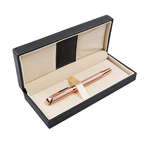Rose Gold Penneed Rollerball Pen Gift Set for Women with Nice Box for Executive Office Birthday Gel Black Ink Pens Refillable 0.7mm G5