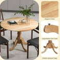 thumbnail image 4 of Spaco Wooden Dining Table with Round Tabletop and Curved Trestle Legs-Natural, Counter Height Table, Kitchen Bar Height Table and Chairs for Dining Room, Small Space, 4 of 7