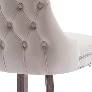 015 Beige Velvet, Wood Legs