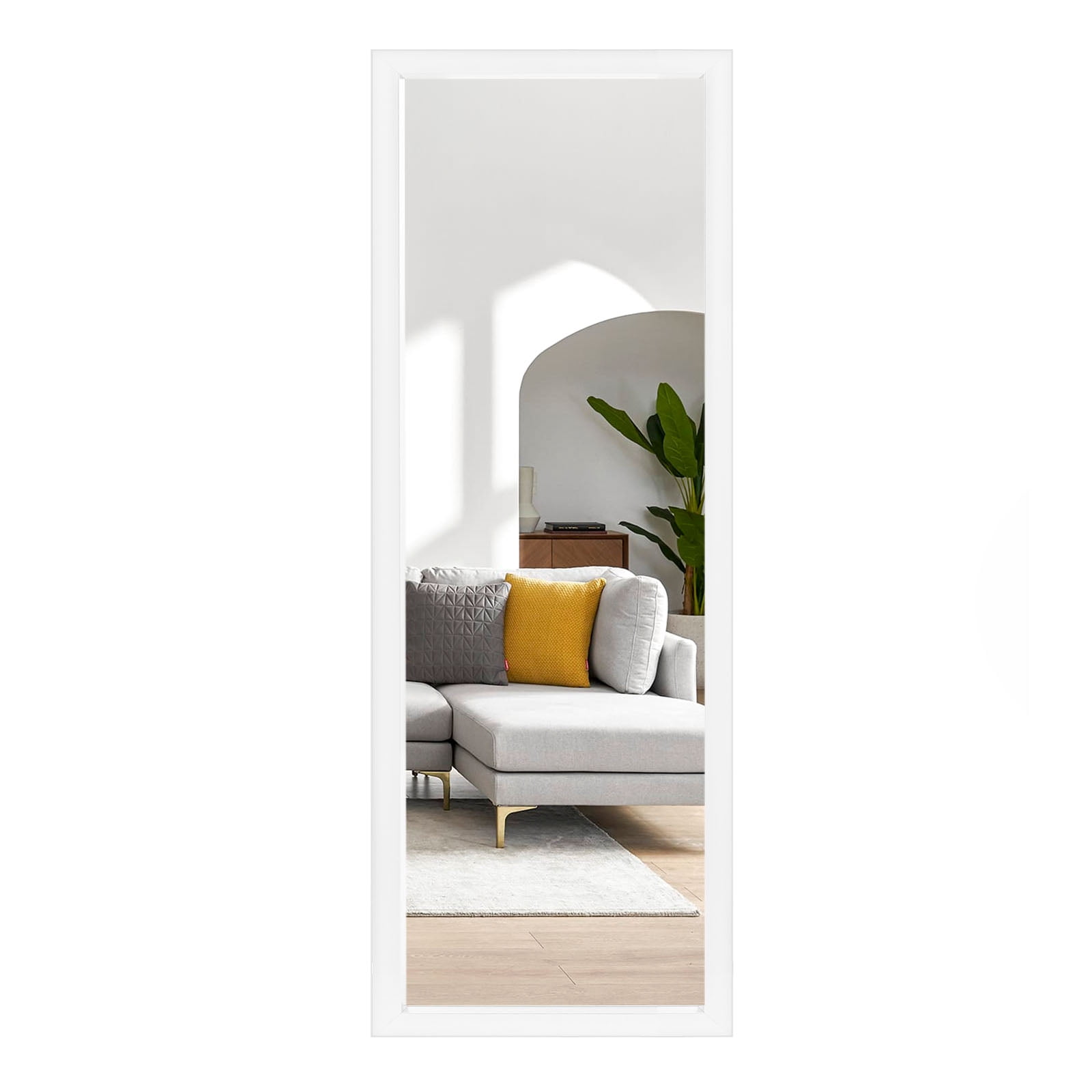 51"*16" Full Length Over The Door Mirror Hanging Mirror for Bedroom Dorm Room White
