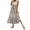 thumbnail image 1 of Gibobby faldas para niña Falda a media pierna informal con estampado floral estilo bohemio de verano para mujer(Blanco, XL), 1 of 5