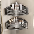 thumbnail image 6 of Shower Corner Shelf Storage Tray with Suction Cups Wall Mounted Shower Organizers Removable Toilet Corner Wall Shelf, 6 of 11
