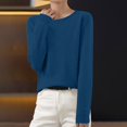 thumbnail image 2 of 2026 Fall Sweaters for Women Cotton Lightweight Knit Tops Crew Neck Long Sleeve Shirts Loose Fit Fashion Blouses Business Casual Pullover Top Sueters de mujeres elegantes(Dark Blue,L), 2 of 9