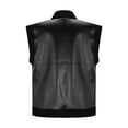 thumbnail image 4 of Pounoo Womens Leather Cropped Puffer Vest Winter Faux Leather Zip Up Sleeveless Jacket Winter Warm Thick Sleeveless Waistcoat Gift, 4 of 7