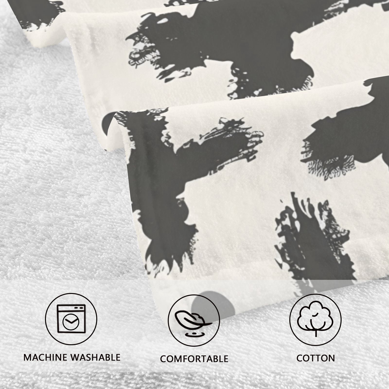 Cross Black Hand Towel Bath Towels Face Towels Cotton Absorbent for Home Hotel Spa Swimming Yoga Sports Decorative Towel Set of 2