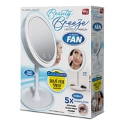 NuBrilliance Beauty Breeze LED Lighted Mirror with Built-in Fan and 5x Magnification, Makeup Mirror, Shaving Mirror with Built-in Fan