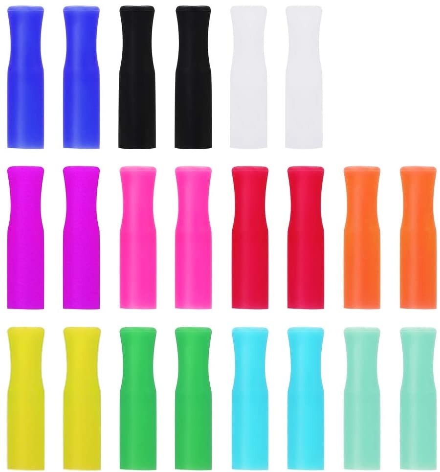 22Pcs Reusable Straws Tips, Silicone Straw Tips, Multi-color Food Grade Straws  Tips Covers Only Fit for 1/4 Inch Wide(6MM Out diameter) Stainless Steel  Straws by 
