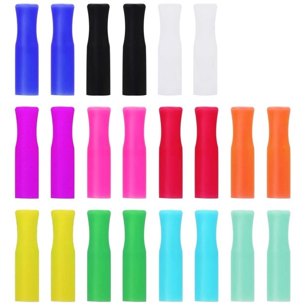 22Pcs Reusable Straws Tips, Silicone Straw Tips, Multicolor Food Grade